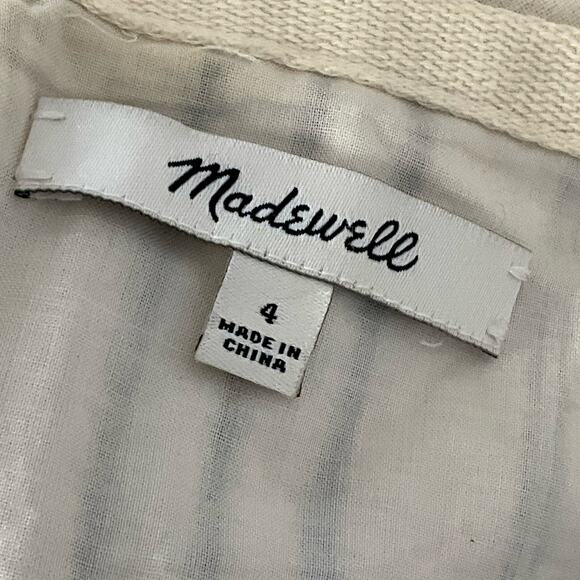 Madewell Linen Gamine Mini Skirt in Stripe Play White Blue Mini Skirt sz 4 - Picture 10 of 11